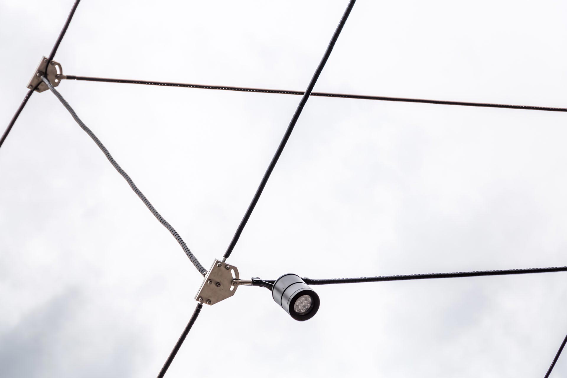 Detail of the wiring and LED installation at Torva Centre Square, Estonia